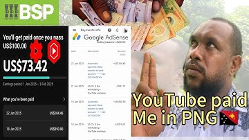 How YouTube sends Ad Revenue Payments into my BSP account in PNG🇵🇬