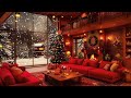 Cozy Winter Fireplace Ambience 🔥 Relaxing Piano Instrumentals ❄️ Snowfall Night Cabin Vibes