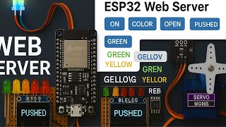 ESP32 Web Server Project | Control Servo, RGB LED, Buttons, 5 LEDs &amp; OLED Display Animation