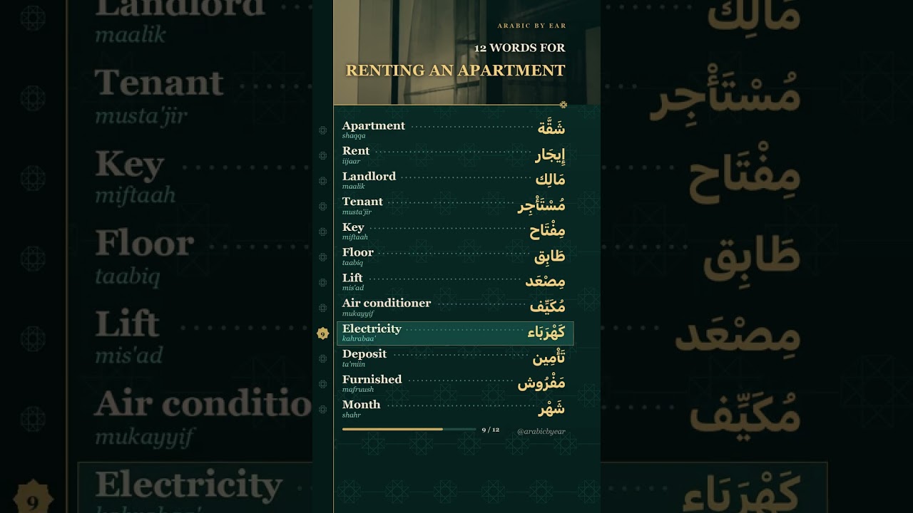 12 Arabic Words for Renting an Apartment | Learn Arabic #shorts