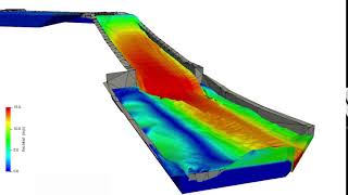 CFD animation of stepped chute and stilling basin in OpenFOAM