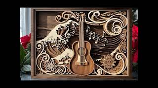 Ukulele Wall Art SVG 3D Woodland Nature Scene Laser Cut File Multi Layer  #laser  #lasercutting