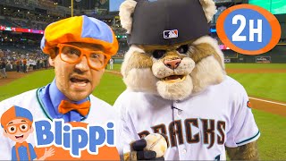 Blippi Visits a Baseball Stadium! | 2 HOURS OF BLIPPI TOYS | Baseball Videos for Kids