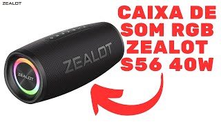 Caixa de Som Bluetooth Zealot S56 40W Com Iluminação RGB