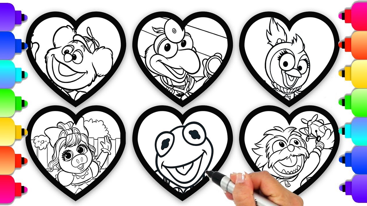 Disney Jr Muppet Babies Coloring Page Learn To Color Kermit Piggy Summer Animal Fozzie Gonzo Youtube