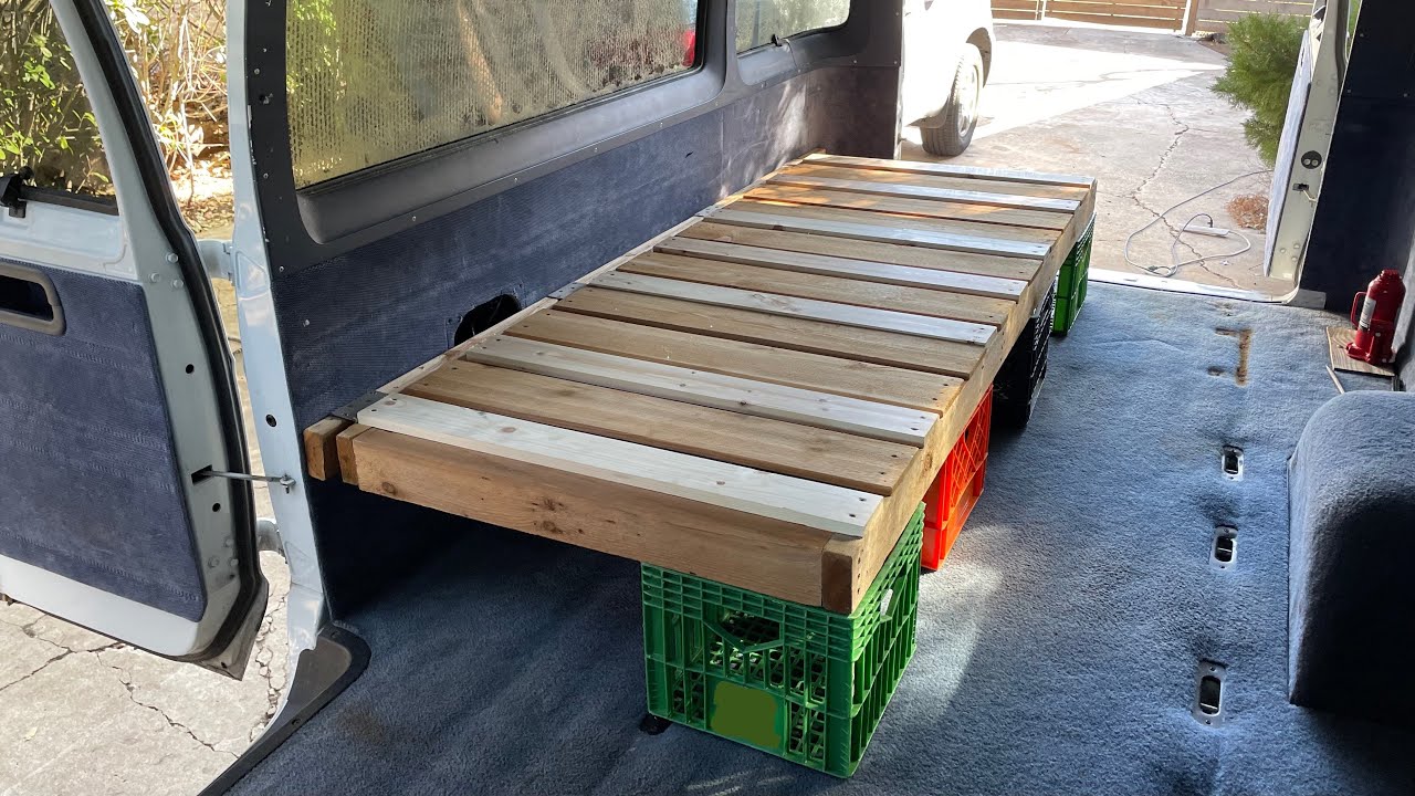 Simple Sturdy Hinge Bed w/Storage * Fast & Cheap Camping Van Cot