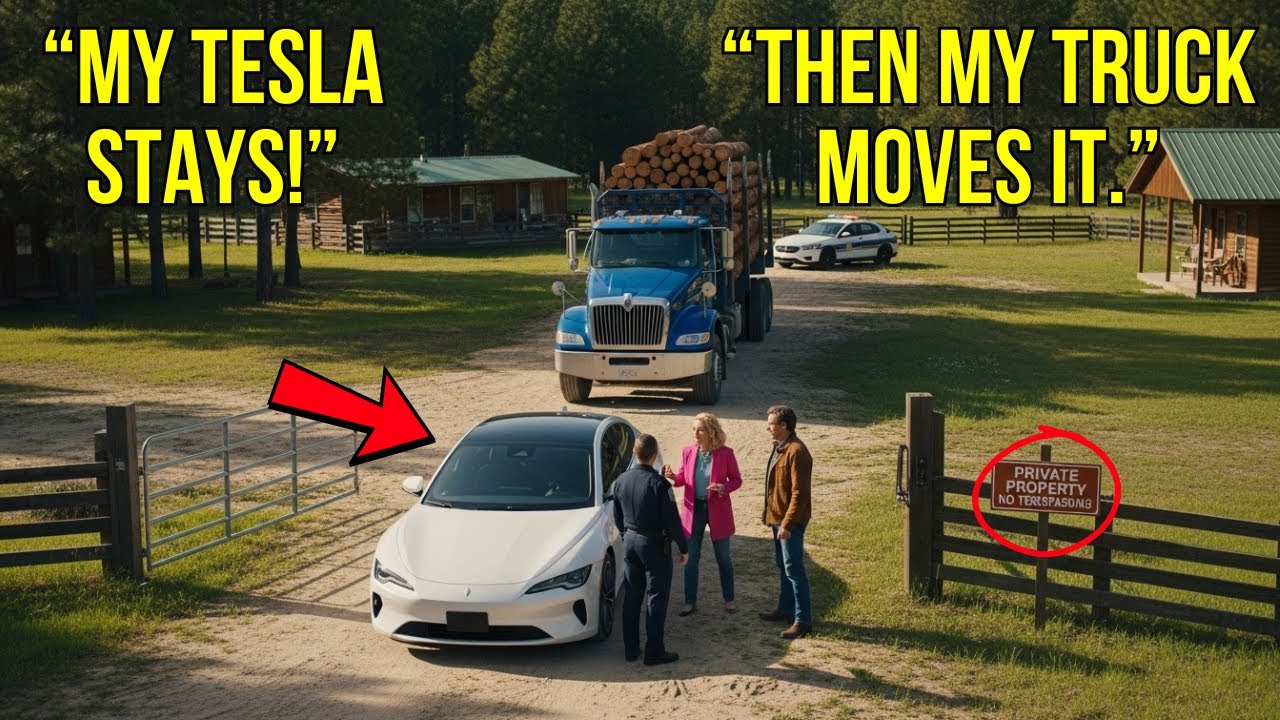HOA Karen Blocked My Gate With Her Tesla for Weeks — Until a Logging Truck Solved It Once & For All