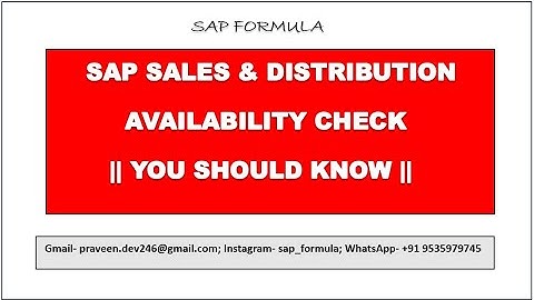 CONCEPT 59: SAP SD- AVAILABILITY CHECK || SAP FORMULA ||