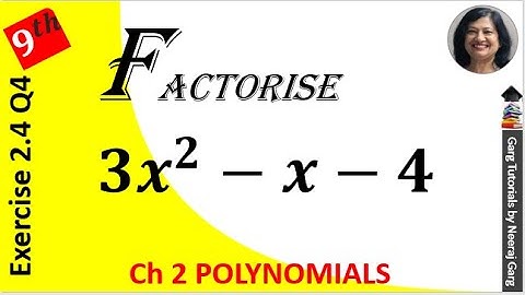 3x2–x–4 Solve | 3x2–x–4 factorise | factorize the following 3x2–x–4 | Prime Factorisation