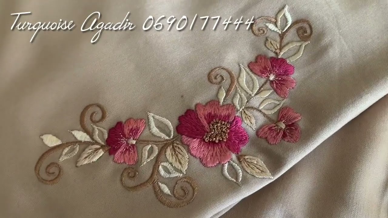 يوميات مبتدئة في التطريز: تطبيق لرشمة على جلابة المليفا في الصدر و الأكمام بالخطفة