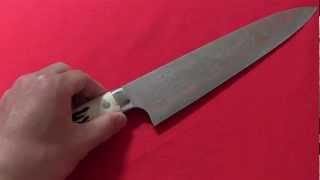 佐治武士　有色ダマスカス包丁　青紙鋼八寸