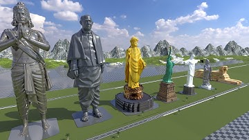 Tallest Statue Size Comparison | 3d Animation Comparison | Real Scale Comparison