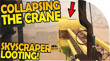 COLLAPSING THE CRANE - TRAP SKYSCRAPER LOOTING - 7 Days to Die Alpha 16 Gameplay Part 51