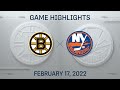 NHL Highlights | Bruins vs. Islanders - Feb. 17, 2022