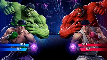 Hulk & Ryu vs Red Hulk & Ryu (Very Hard) - Marvel vs Capcom | 4K UHD Gameplay