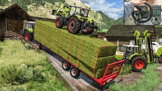 Прессование и хранение 14 тюков сена - Работа на ферме | Farming Simulator 22 Геймплей на руле