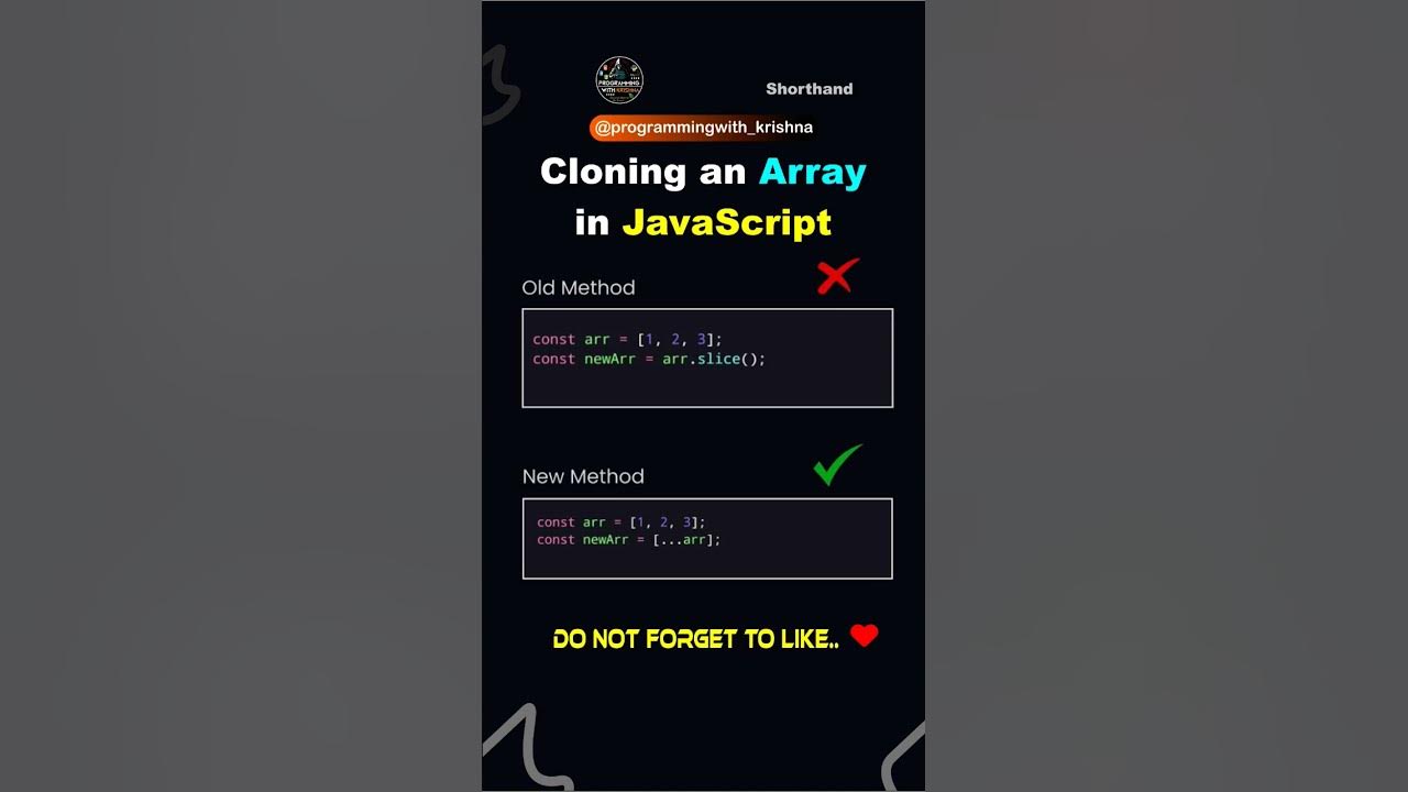 Cloning an Array in JavaScript web development shorthand #shortvideo # ...