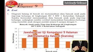 Uji kompetensi 9 halaman 263 b. esai/uraian/essay 268 bab (statistika)
matematika kelas 8 esai matema...