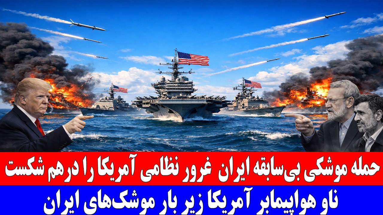 حمله موشکی بی‌سابقه ایران غرور نظامی آمریکا را درهم شکست ناو هواپیمابر آمریکا زیر بار موشک‌های ایران