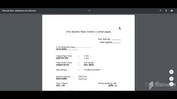 Globalisation (C811)/B.A.(Programme)3rd year paper/Du Sol 2020