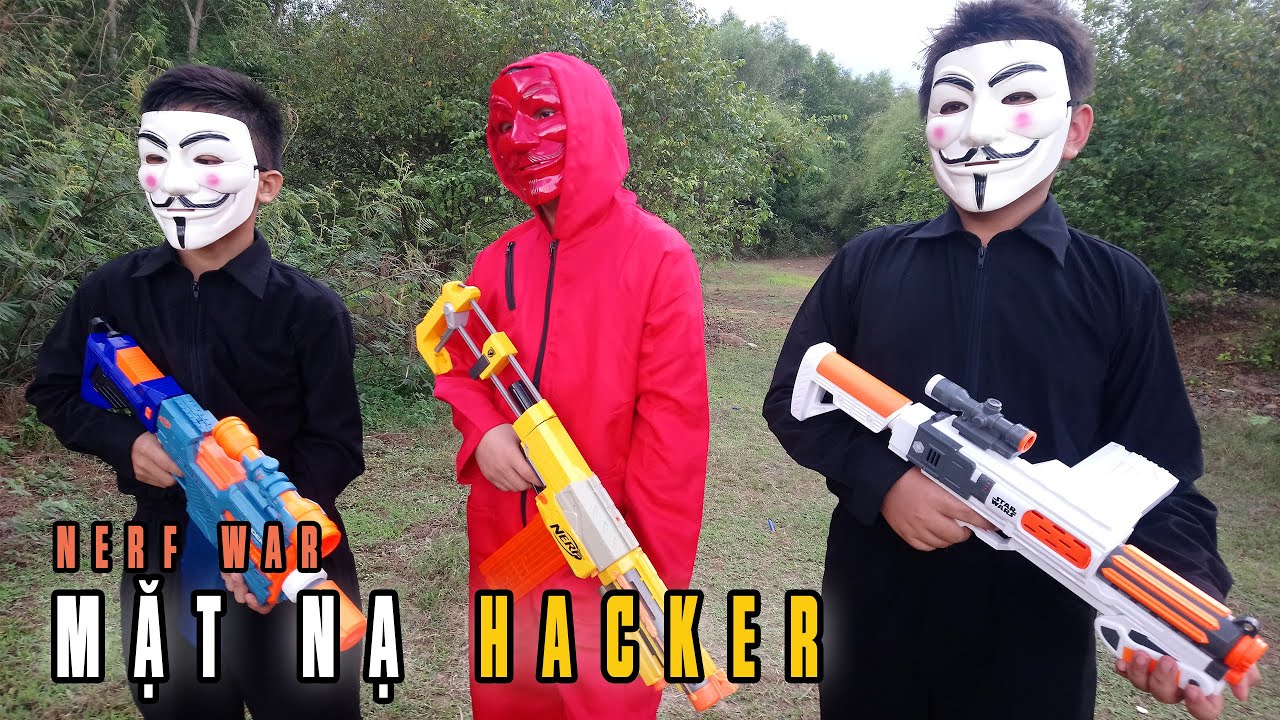 NERF WAR : Cuộc Chiến Súng Nerf - Mặt Nạ HACKER Đỏ Siêu Hay