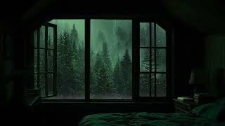 Dark Forest Bedroom at Night – Relaxing Rain Sounds for Deep Sleep, Study & Relaxation
