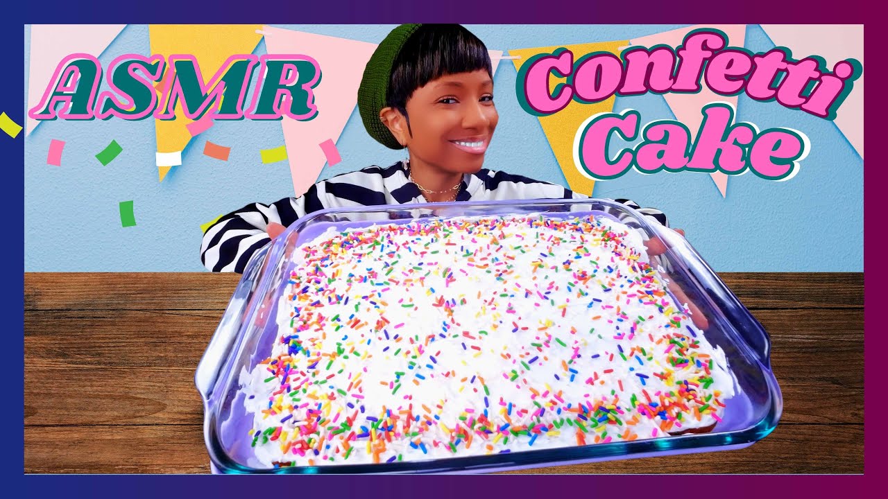 ASMR | MUKBANG WHOLE VANILLA CONFETTI CAKE
