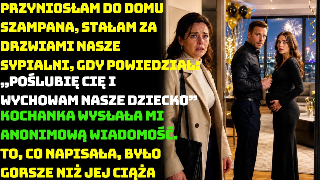 Wróciłam do domu dwie godziny wcześniej i z przedpokoju usłyszałam głos mojego męża: „Poślubię cię, Natalio, i wychowam nasze dziecko. Obiecuję.” Stałam z torbą szampana, a moja ręka sama sięgnęła...