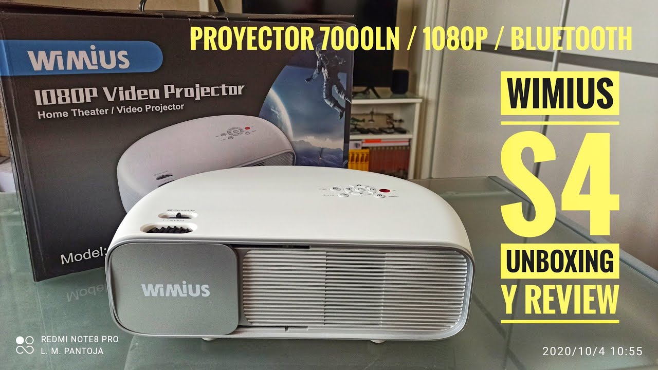 WIMIUS S4, Proyector 7000 LM / 1080 P / Bluetooth - Unboxing y Review 