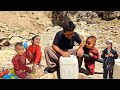 Providing drinking water from the spring  documentary on the hard life of nomads