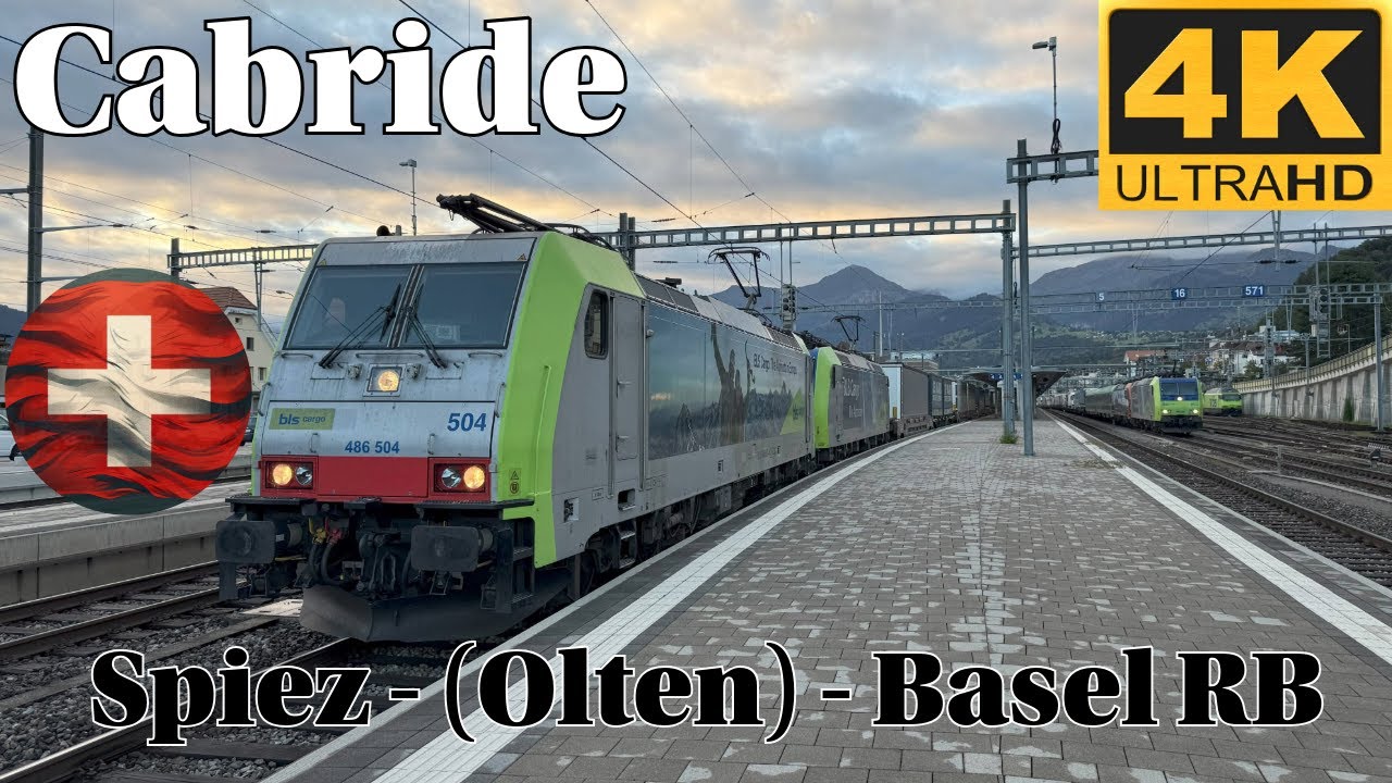 🚆🇨🇭 4K CABRIDE 🚆 Spiez - (Olten) - Basel RB / Re 486 BLS Cargo