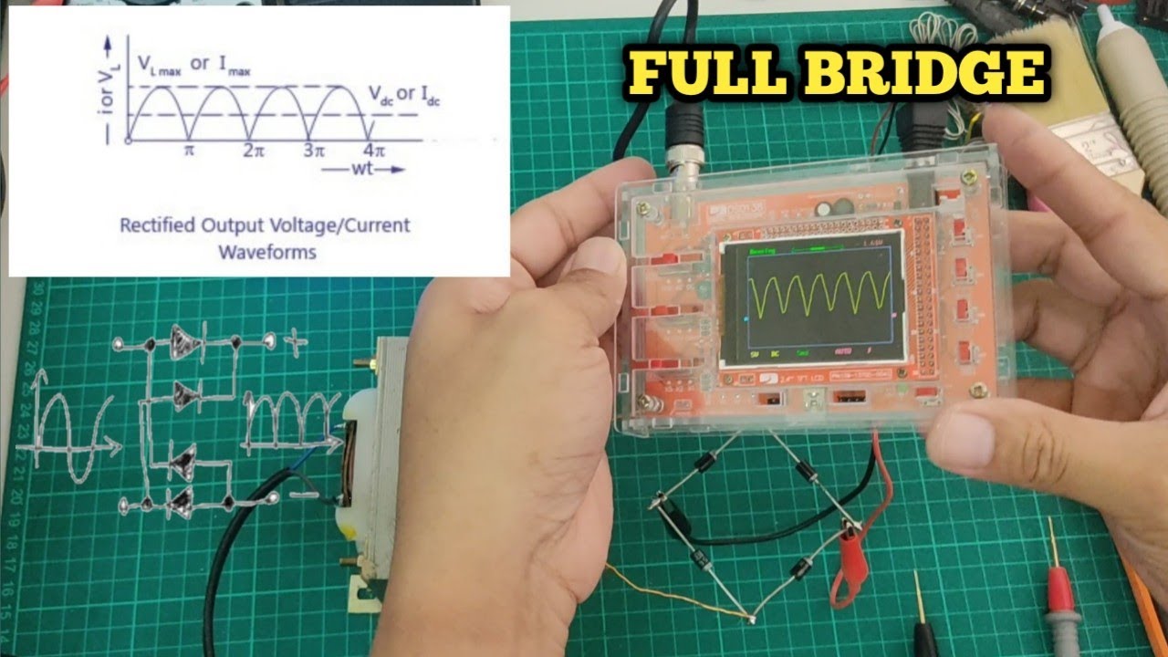 HOW TO MAKE A FULL BRIDGE RECTIFIER TEST OSCILLOSCOPE WAVE FORM AC
