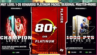 ALL MUT LEVELS 1-25 REWARDS! PLATINUM PLAYER PACKS, SEASONAL MASTER FANTASY PACK, AND MORE!