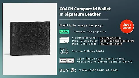 Coach Compact Id Wallet In Signature Leather Color Black