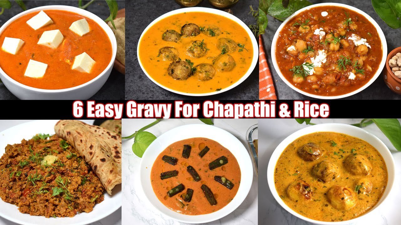 சப்பாத்தி சாதத்துக்கு  ஏற்ற எளிமையான 6 வகை கிரேவி -Top 6 Chapathi & Rice Gravy #uthamikitchen