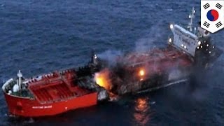 Chemical tanker ship collides with massive South Korean freighter