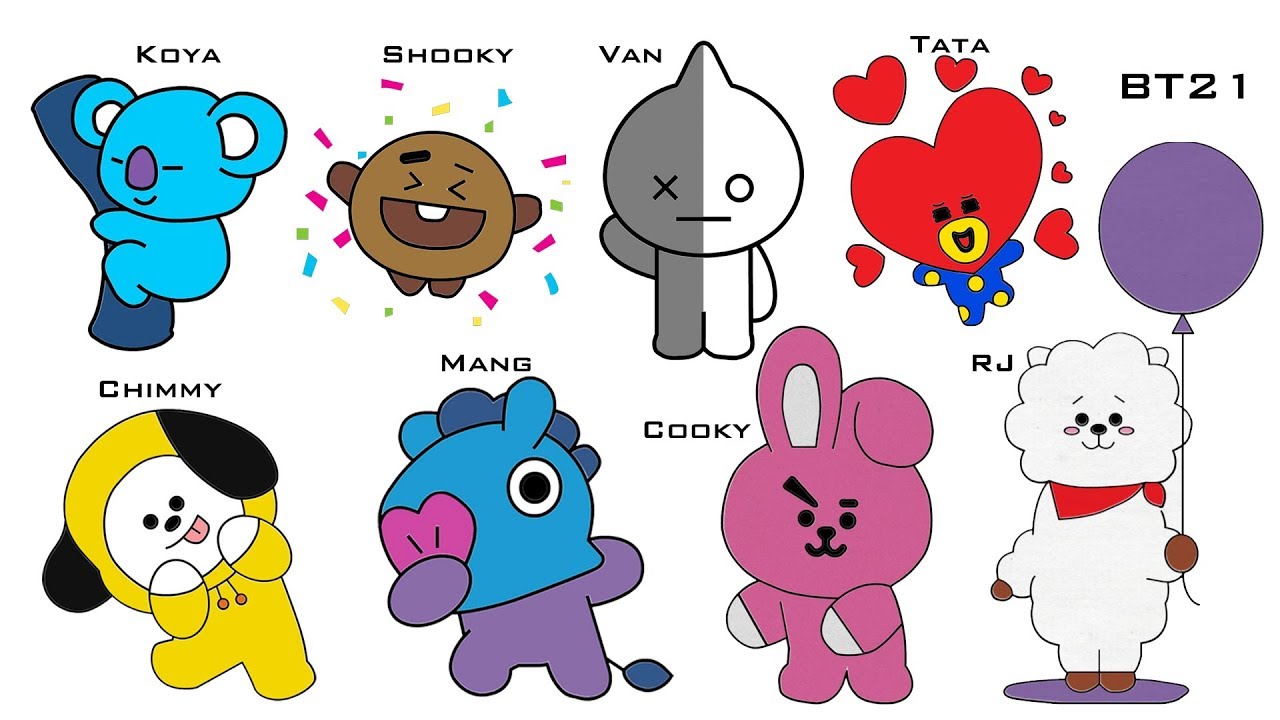 Draw and color all member BT21 | Yumy TV - YouTube