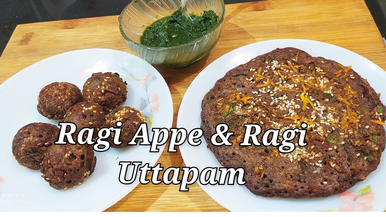 2 Types Ragi Breakfast Ragi Appe & Green chutney Ragi Uttapam