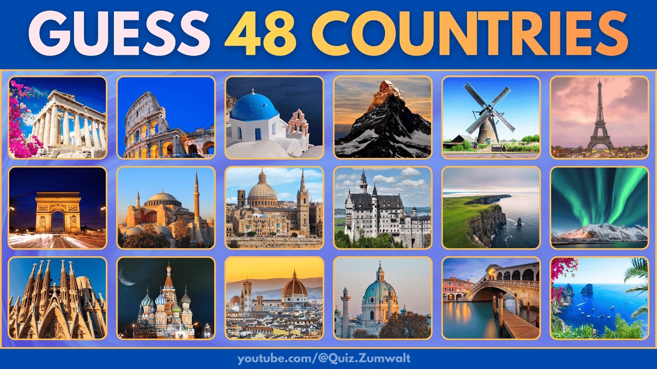 Guess All European Countries by Their Landmarks 🏆  48 European Countries🔥 Landmark Guessing Quiz