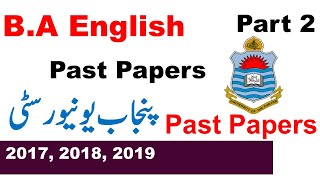 BA ADA ADP Part 2 ENGLISH Original Past Papers  2017,2018,2019 Punjab University BA/BSC/ADP Papers