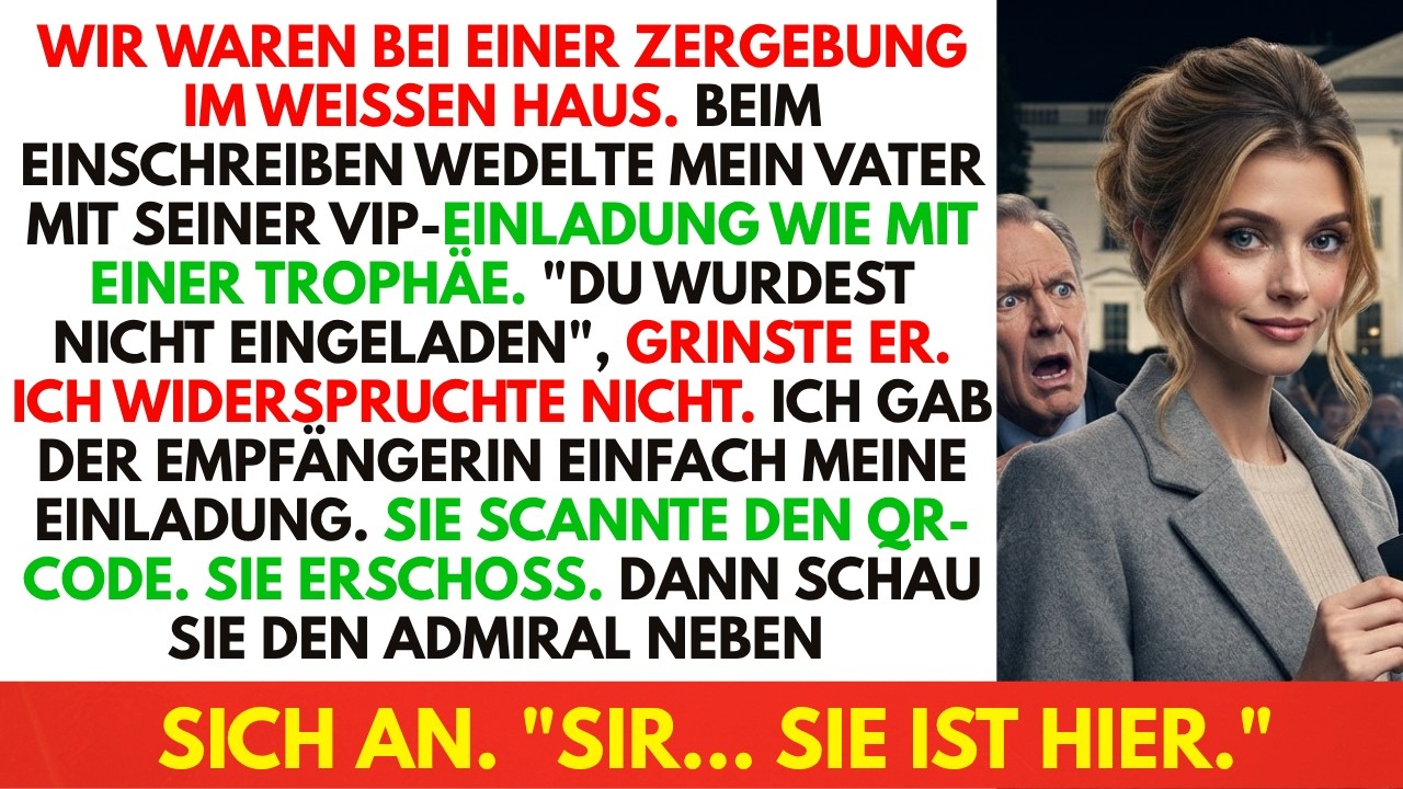 Die Nacht, in der mein Vater mich vor dem Weißen Haus stehen ließ und sagte: „Du bist nicht eingeladen, Alex. Ruf dir ein Taxi„, hätte ich nie vergessen sollen. Aber ich wusste etwas, das er nicht...