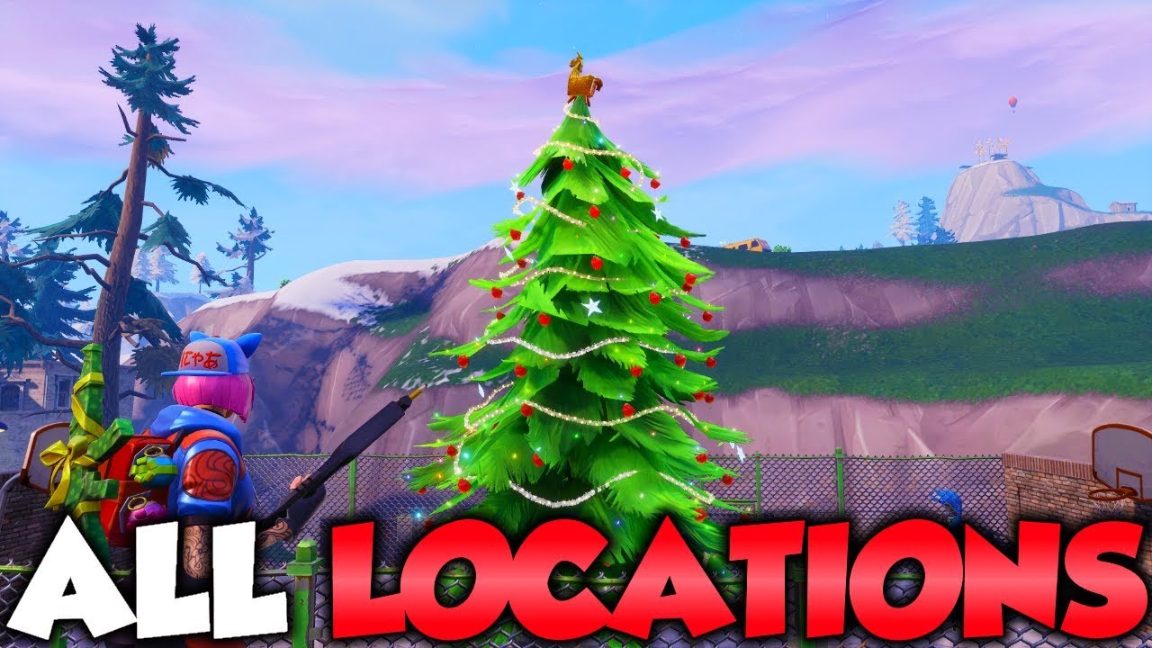 dance in front of different holiday trees 14 days of fortnite day 9 challenge completed - 9 christmas trees in fortnite