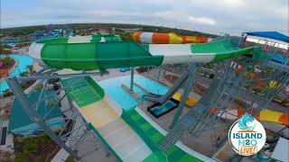 Island H20 live waterpark drone flyover video