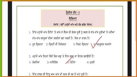 pseb class - 10 competency based test science worksheet - 3 solved