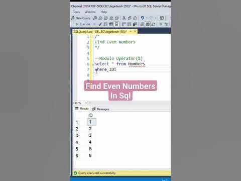 Fetching Even Values in SQL #sql #mssql #youtubeshorts #shortvideo # ...