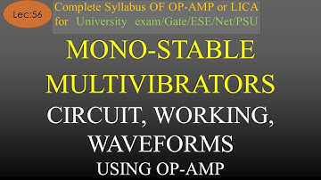 Lec-56 Introduction to Monostable Multivibrator - Circuit, Working, Waveforms | Op-Amp | R K Classes