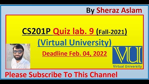 CS201P Lab 9 Quiz Virtual University 100% || Introduction to Programming (Practical)