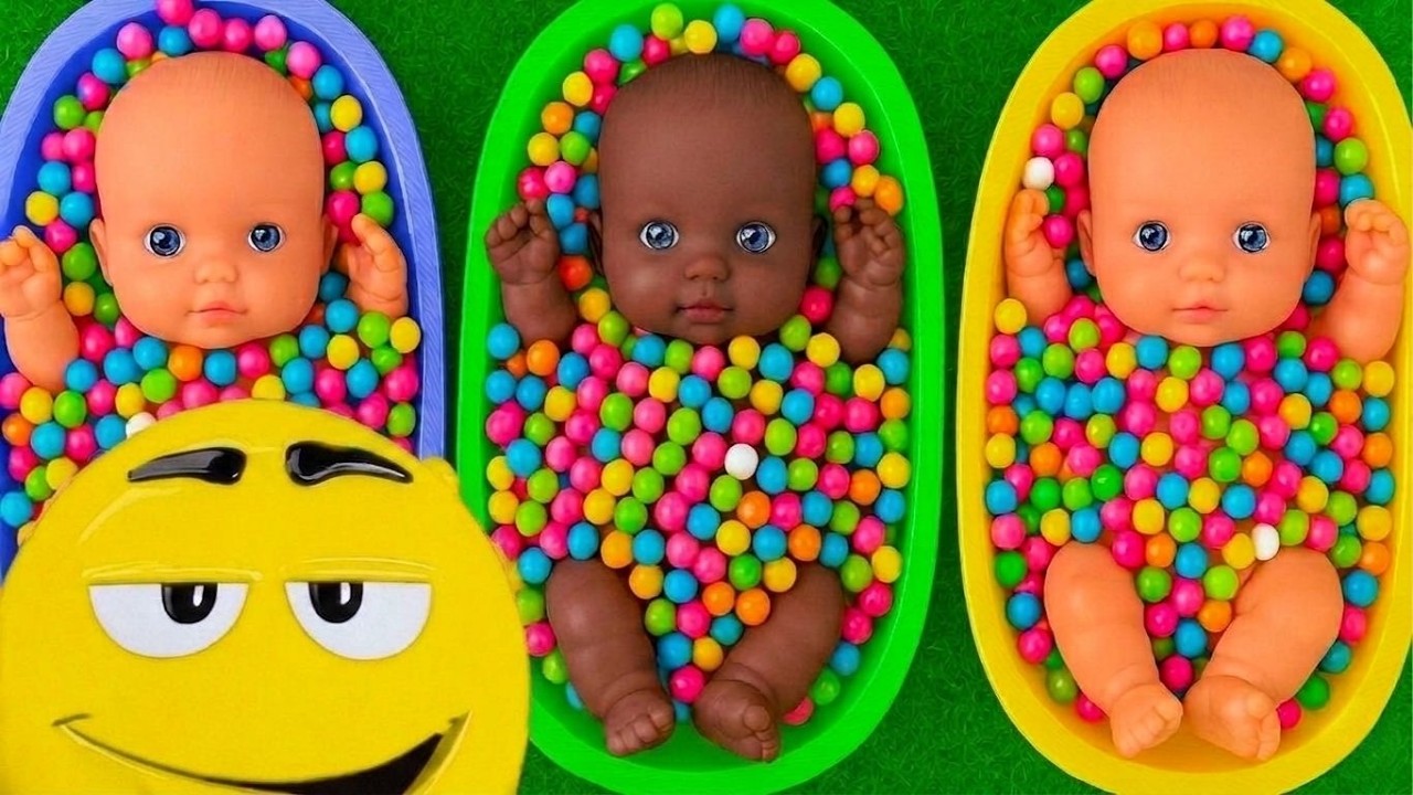 4 Minutes Satisfying with Full of 3 Rainbow BathTubs Candy with M&M's & Magic Slime Cutting Video 20