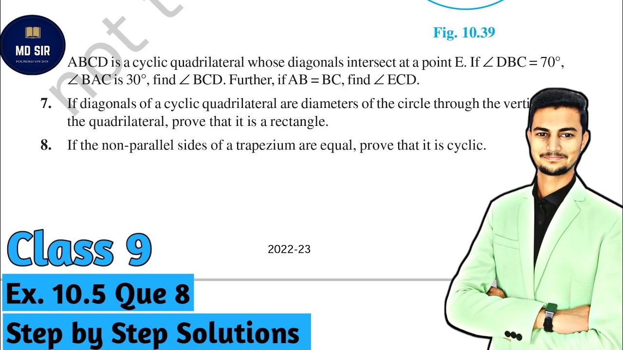 Exercise 10.5 Q8 | Chapter 10 Circles | Class 9 maths | Md Sir Class 9 ...