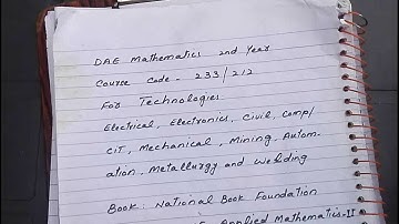 DAE Mathematics 233/212 Chapter#1 Functions and Limits